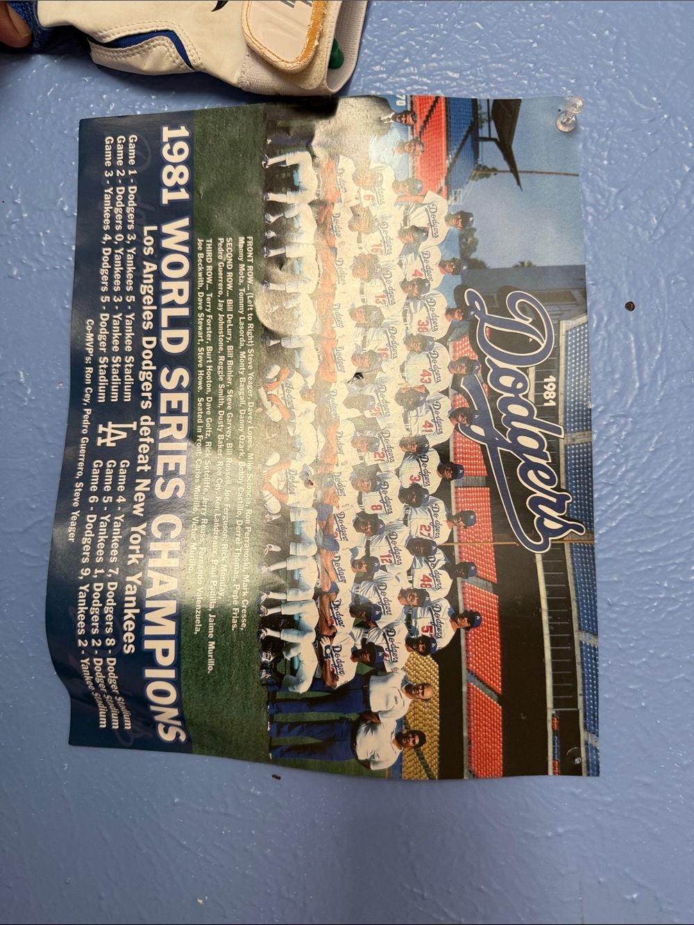 Los Angeles Dodgers 1981 World Series Champions Poster - Blue White